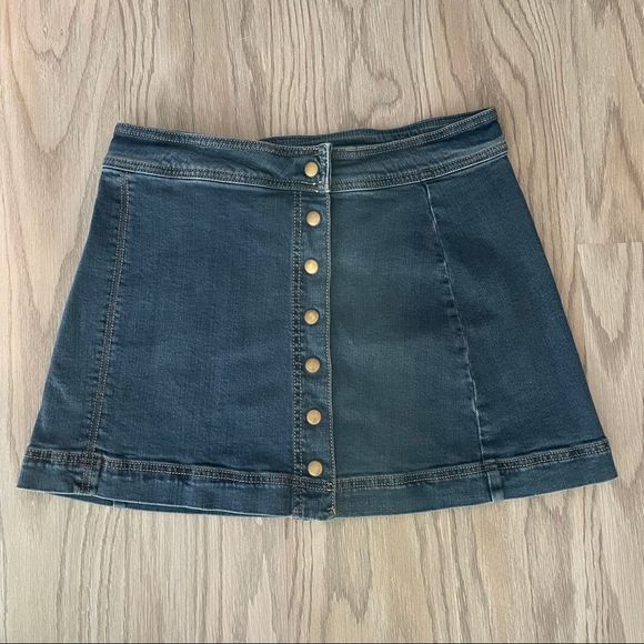 Free People Denim Button Skirt - Picture 1 of 5